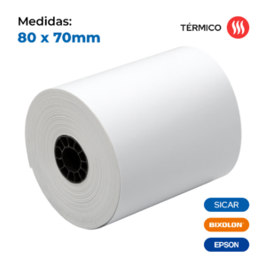PAPEL TÉRMICO 80MM X 70MM 6 UNIDADES